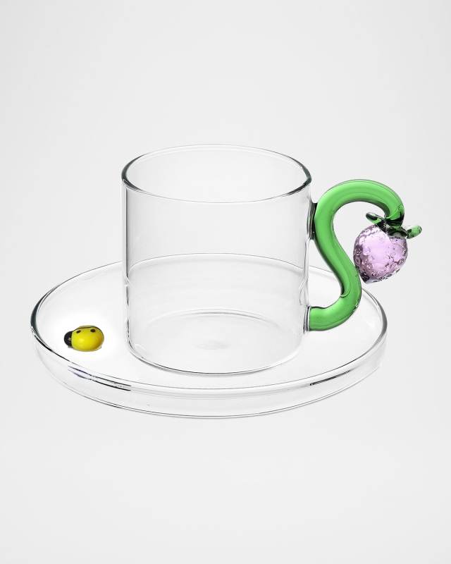 Fruits & Flowers Coffee Cup with Saucer, 3.4 oz.